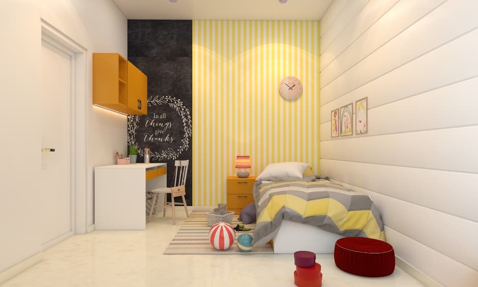 kids-bedroom-with-bed-and-white-desk