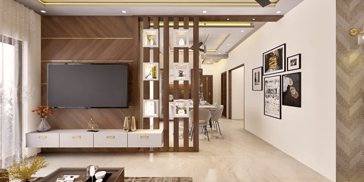 living-room-in-1-bhk-interior-features-wall-mounted-tv-unit-with-wooden-panelling