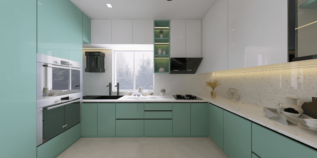 l-shaped-modular-kitchen-with-shades-of-white-and-pastel-green